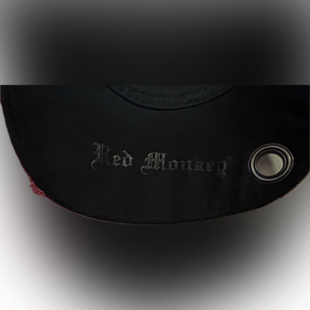 Red Monkey Burgundy Skull Embroidered Cap - Picture 5 of 9